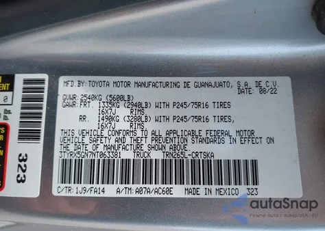 2022 Toyota Tacoma Sr/Sr5 из США, поврежденный, VIN 3TYRX5GN7NT063381